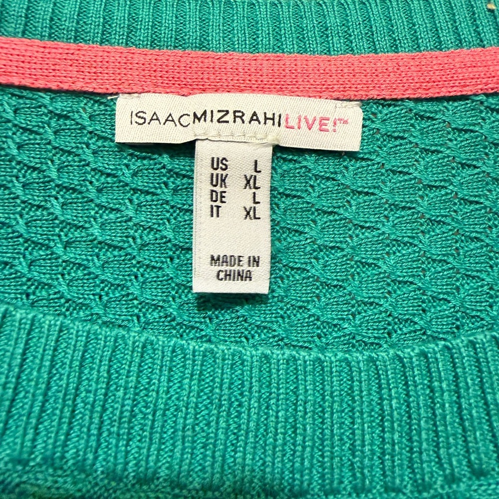 Isaac Mizrahi Teal and Pink Women's Sweater